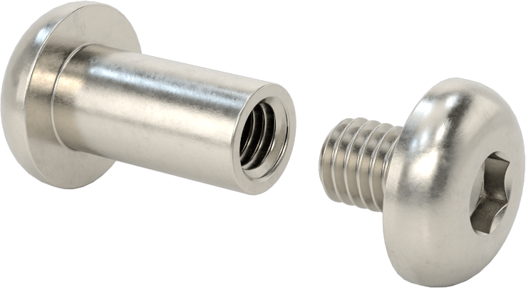 18-8 Paslanmaz Çelik Altıgen Tahrikli Bağlama Silindiri ve Vida, 3/8"-16 Diş Boyutu, 1-1/8“ ila 1-3/8” Kalınlık için