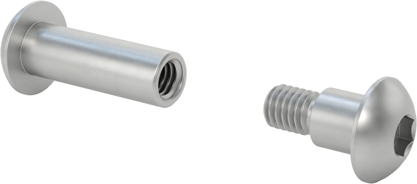 18-8 Paslanmaz Çelik Altıgen Tahrikli Bağlama Silindiri ve Vida, 3/8"-16 Diş Boyutu, 2-1/8“ ila 2-3/8” kalınlık için