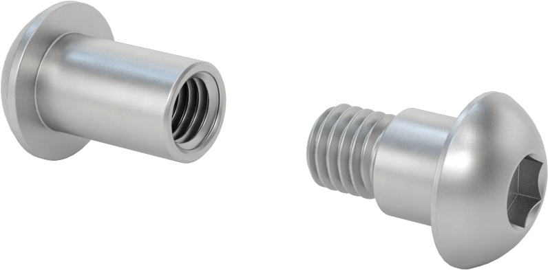 18-8 Paslanmaz Çelik Altıgen Tahrikli Bağlama Silindiri ve Vida, 1/2"-13 Diş Boyutu, 1-1/2“ ila 1-3/4” Kalınlık için