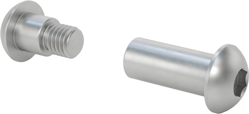 18-8 Paslanmaz Çelik Altıgen Tahrikli Bağlama Silindiri ve Vida, 1/2"-13 Diş Boyutu, 2“ ila 2-1/4” Kalınlık için