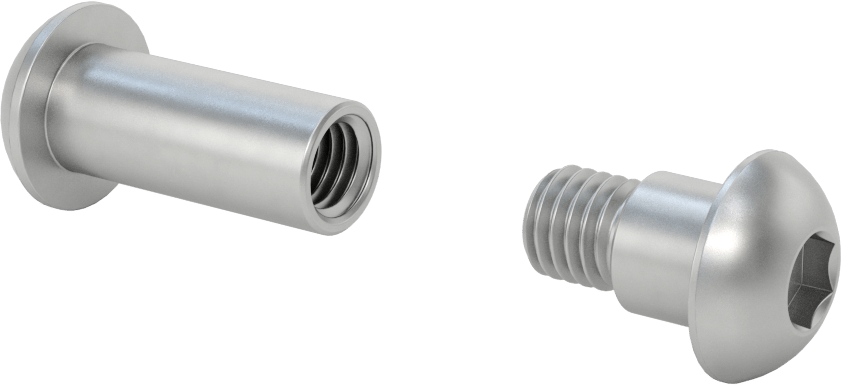 18-8 Paslanmaz Çelik Altıgen Tahrikli Bağlama Silindiri ve Vida, 1/2"-13 Diş Boyutu, 2“ ila 2-1/4” Kalınlık için