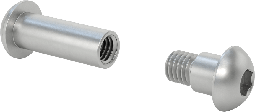 18-8 Paslanmaz Çelik Altıgen Tahrikli Bağlama Silindiri ve Vida, 1/2"-13 Diş Boyutu, 2-1/4“ ila 2-1/2” Kalınlık için