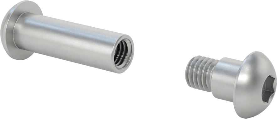 18-8 Paslanmaz Çelik Altıgen Tahrikli Bağlama Silindiri ve Vida, 1/2"-13 Diş Boyutu, 2-1/2“ ila 2-3/4” Kalınlık için