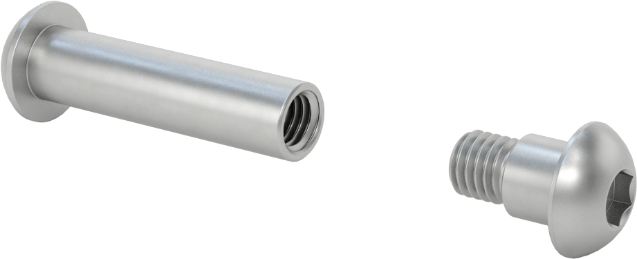 18-8 Paslanmaz Çelik Altıgen Tahrikli Bağlama Silindiri ve Vida, 1/2"-13 Diş Boyutu, 3“ ila 3-1/4” Kalınlık için