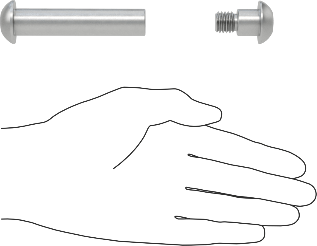 18-8 Paslanmaz Çelik Altıgen Tahrikli Bağlama Silindiri ve Vida, 1/2"-13 Diş Boyutu, 3-1/2“ ila 3-3/4” Kalınlık için