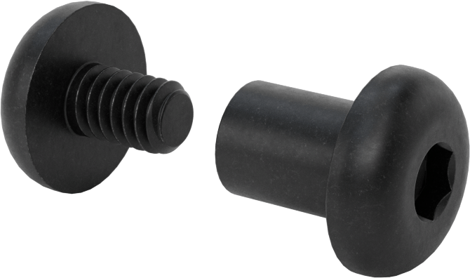 18-8 Paslanmaz Çelik Altıgen Tahrikli Bağlama Silindiri ve Vida, Siyah Oksit, 1/4"-20 Diş Boyutu, 1/2“ ila 3/4” Kalınlık için