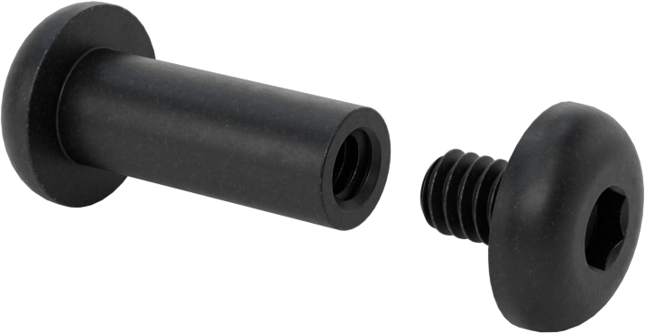 18-8 Paslanmaz Çelik Altıgen Tahrikli Bağlama Silindiri ve Vida, Siyah Oksit, 1/4"-20 Diş Boyutu, 1“ ila 1-1/4” Kalınlık için