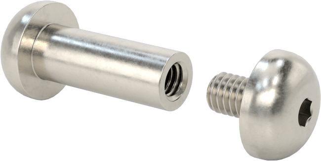 18-8 Paslanmaz Çelik Altıgen Tahrikli Bağlama Silindiri ve Vida, M4 x 0,7 mm Diş, 16 mm ila 18 mm Kalınlık için