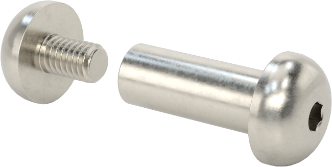 18-8 Paslanmaz Çelik Altıgen Tahrikli Bağlama Silindiri ve Vida, M4 x 0,7 mm Diş, 16 mm ila 18 mm Kalınlık için
