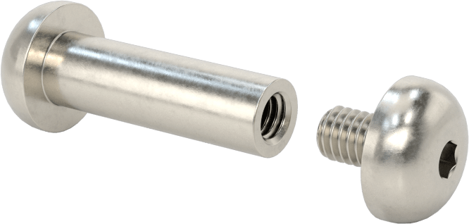 18-8 Paslanmaz Çelik Altıgen Tahrikli Bağlama Silindiri ve Vida, M4 x 0,7 mm Diş, 20 mm ila 22 mm Kalınlık için