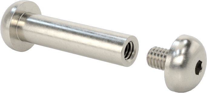 18-8 Paslanmaz Çelik Altıgen Tahrikli Bağlama Silindiri ve Vida, M4 x 0,7 mm Diş, 25 mm ila 27 mm Kalınlık için