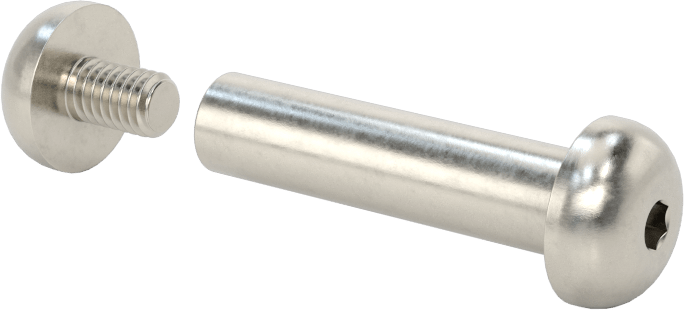18-8 Paslanmaz Çelik Altıgen Tahrikli Bağlama Silindiri ve Vida, M4 x 0,7 mm Diş, 25 mm ila 27 mm Kalınlık için