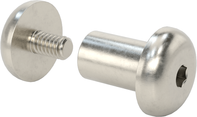 18-8 Paslanmaz Çelik Altıgen Tahrikli Bağlama Silindiri ve Vida, M6 x 1 mm Diş, 16 mm ila 18 mm Kalınlık için