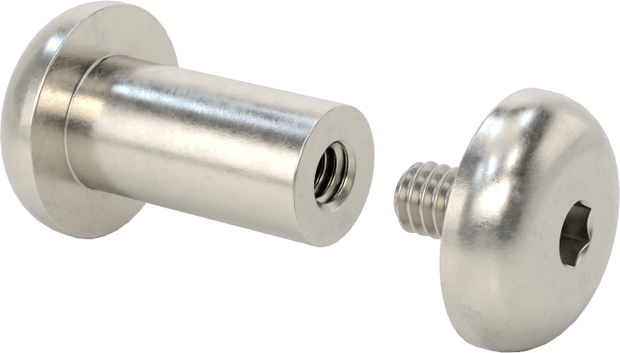 18-8 Paslanmaz Çelik Altıgen Tahrikli Bağlama Silindiri ve Vida, M6 x 1 mm Diş, 20 mm ila 22 mm Kalınlık için
