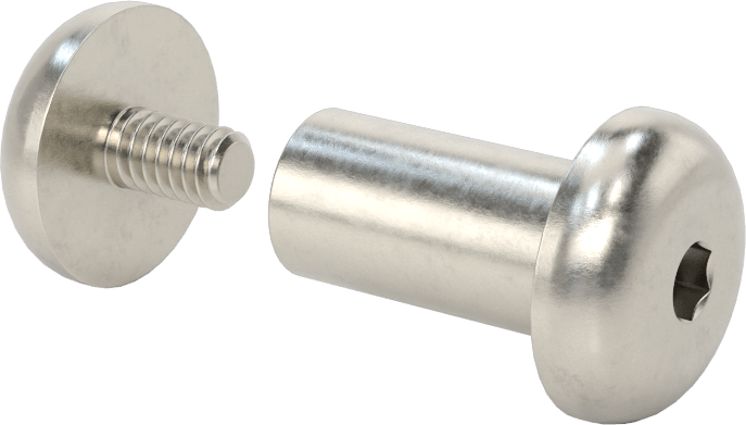 18-8 Paslanmaz Çelik Altıgen Tahrikli Bağlama Silindiri ve Vida, M6 x 1 mm Diş, 20 mm ila 22 mm Kalınlık için