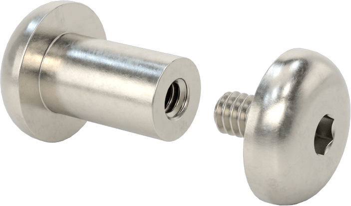 18-8 Paslanmaz Çelik Altıgen Tahrikli Bağlama Silindiri ve Vida, M8 x 1,25 mm Diş, 20 mm ila 23 mm Kalınlık için