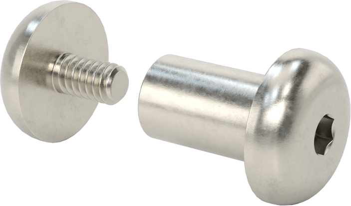 18-8 Paslanmaz Çelik Altıgen Tahrikli Bağlama Silindiri ve Vida, M8 x 1,25 mm Diş, 20 mm ila 23 mm Kalınlık için