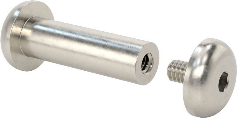 18-8 Paslanmaz Çelik Altıgen Tahrikli Bağlama Silindiri ve Vida, M8 x 1,25 mm Diş, 40 mm ila 43 mm Kalınlık için