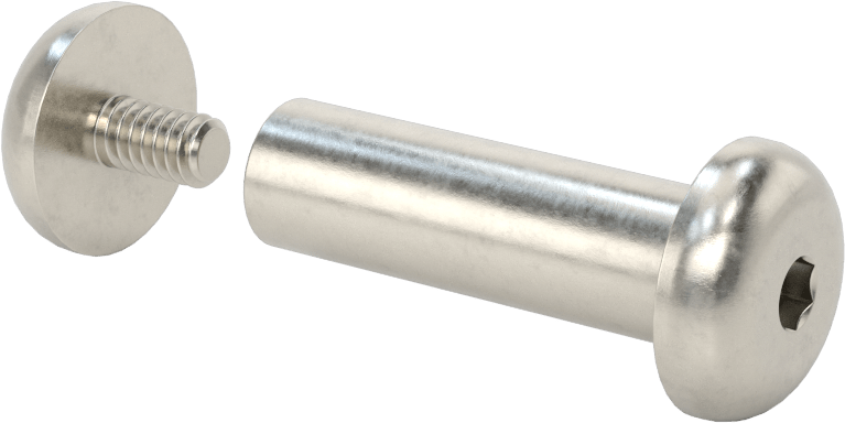 18-8 Paslanmaz Çelik Altıgen Tahrikli Bağlama Silindiri ve Vida, M8 x 1,25 mm Diş, 40 mm ila 43 mm Kalınlık için
