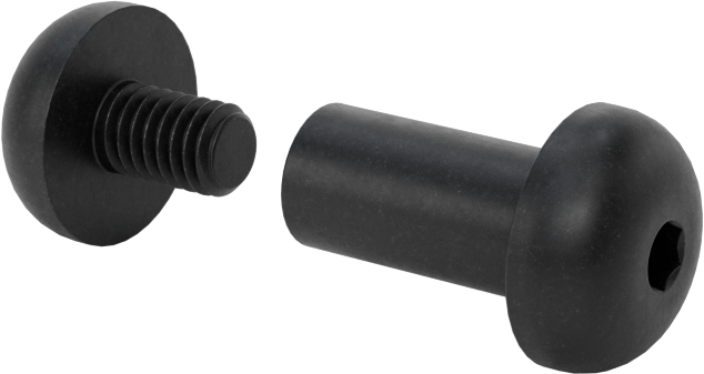 18-8 Paslanmaz Çelik Altıgen Tahrikli Bağlama Silindiri ve Vida, Siyah Oksit, M4 x 0,7 mm Diş, 12 mm ila 14 mm Kalınlık için