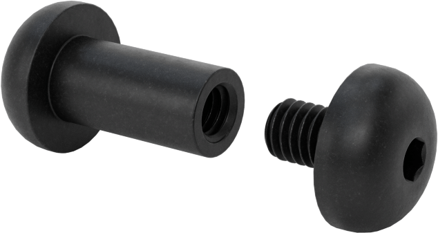 18-8 Paslanmaz Çelik Altıgen Tahrikli Bağlama Silindiri ve Vida, Siyah Oksit, M4 x 0,7 mm Diş, 12 mm ila 14 mm Kalınlık için