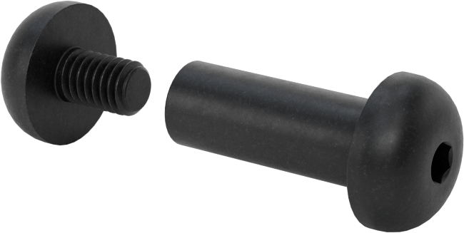18-8 Paslanmaz Çelik Altıgen Tahrikli Bağlama Silindiri ve Vida, Siyah Oksit, M4 x 0,7 mm Diş, 16 mm ila 18 mm Kalınlık için