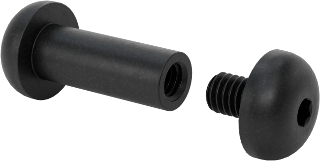 18-8 Paslanmaz Çelik Altıgen Tahrikli Bağlama Silindiri ve Vida, Siyah Oksit, M4 x 0,7 mm Diş, 16 mm ila 18 mm Kalınlık için