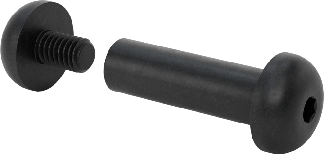 18-8 Paslanmaz Çelik Altıgen Tahrikli Bağlama Silindiri ve Vida, Siyah Oksit, M4 x 0,7 mm Diş, 20 mm ila 22 mm Kalınlık için