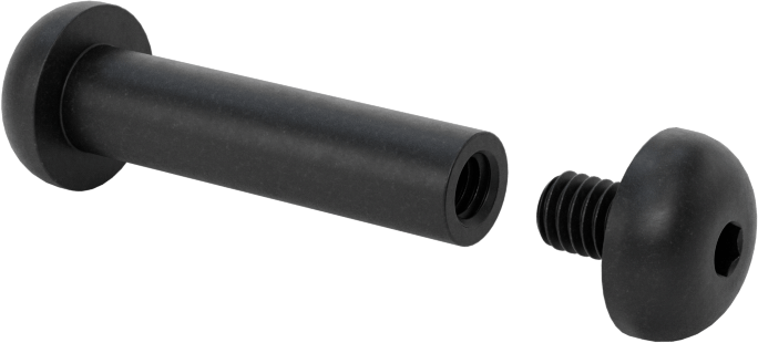 18-8 Paslanmaz Çelik Altıgen Tahrikli Bağlama Silindiri ve Vida, Siyah Oksit, M4 x 0,7 mm Diş, 25 mm ila 27 mm Kalınlık için