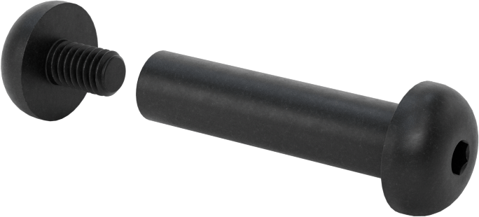 18-8 Paslanmaz Çelik Altıgen Tahrikli Bağlama Silindiri ve Vida, Siyah Oksit, M4 x 0,7 mm Diş, 25 mm ila 27 mm Kalınlık için