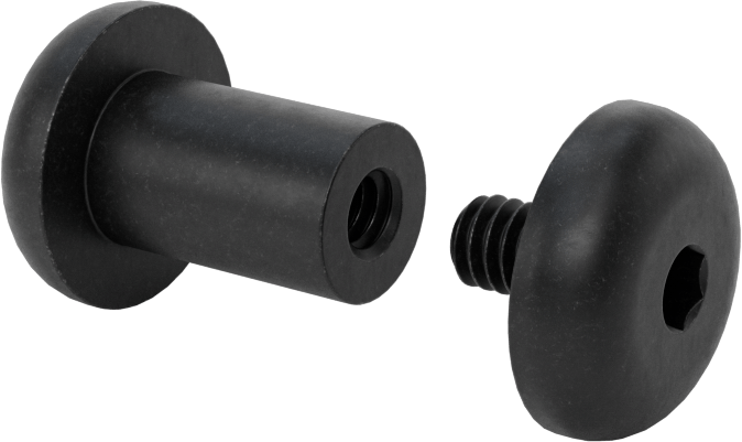18-8 Paslanmaz Çelik Altıgen Tahrikli Bağlama Silindiri ve Vida, Siyah Oksit, M6 x 1 mm Diş, 16 mm ila 18 mm Kalınlık için