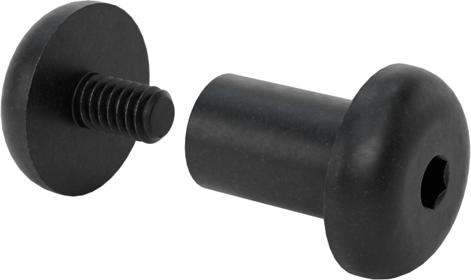 18-8 Paslanmaz Çelik Altıgen Tahrikli Bağlama Silindiri ve Vida, Siyah Oksit, M6 x 1 mm Diş, 16 mm ila 18 mm Kalınlık için