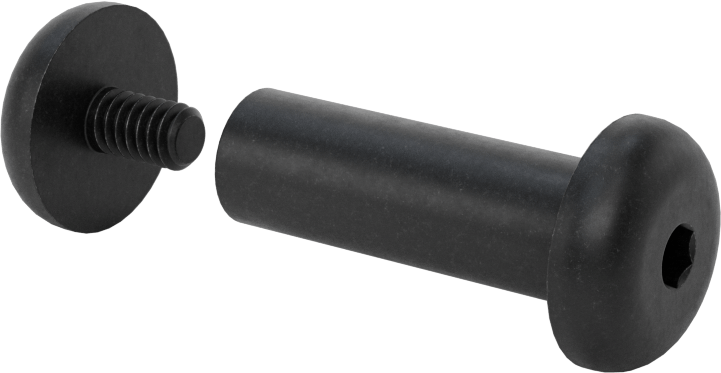 18-8 Paslanmaz Çelik Altıgen Tahrikli Bağlama Silindiri ve Vida, Siyah Oksit, M6 x 1 mm Diş, 30 mm ila 32 mm kalınlık için