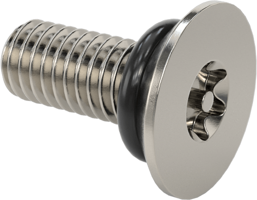 Sızdırmaz, Kurcalamaya Dayanıklı Torx Düz Başlı Vidalar, Buna-N O-Ringli 18-8 Paslanmaz Çelik, M3 x 0,5 mm Diş Boyutu, 8 mm Uzunluk
