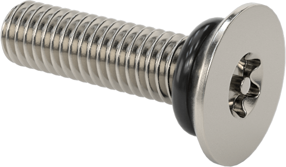 Sızdırmaz, Kurcalamaya Dayanıklı Torx Düz Başlı Vidalar, Buna-N O-Ringli 18-8 Paslanmaz Çelik, M3 x 0,5 mm Diş Boyutu, 12 mm Uzunluk