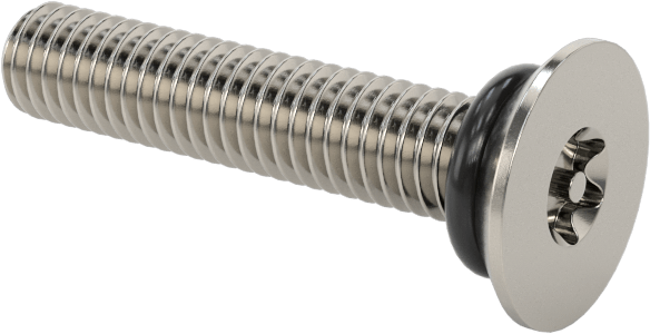 Sızdırmaz, Kurcalamaya Dayanıklı Torx Düz Başlı Vidalar, Buna-N O-Ringli 18-8 Paslanmaz Çelik, M3 x 0,5 mm Diş Boyutu, 16 mm Uzunluk