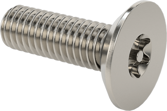Sızdırmaz, Kurcalamaya Dayanıklı Torx Düz Başlı Vidalar, Buna-N O-Ringli 18-8 Paslanmaz Çelik, M6 x 1 mm Diş Boyutu, 20 mm Uzunluk