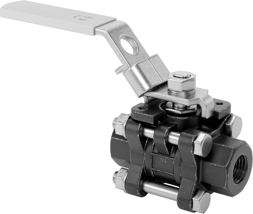 Bakımı Kolay Çelik Gövdeli Açma/Kapama Vanası, Kilitlenebilir Kol Saplı, PTFE Conta, 1/4 NPT Dişi