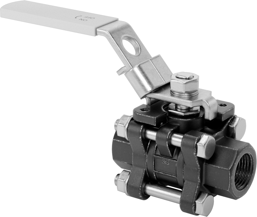 Bakımı Kolay Çelik Gövdeli Açma/Kapama Vanası, Kilitlenebilir Kol Saplı, PTFE Conta, 3/8 NPT Dişi