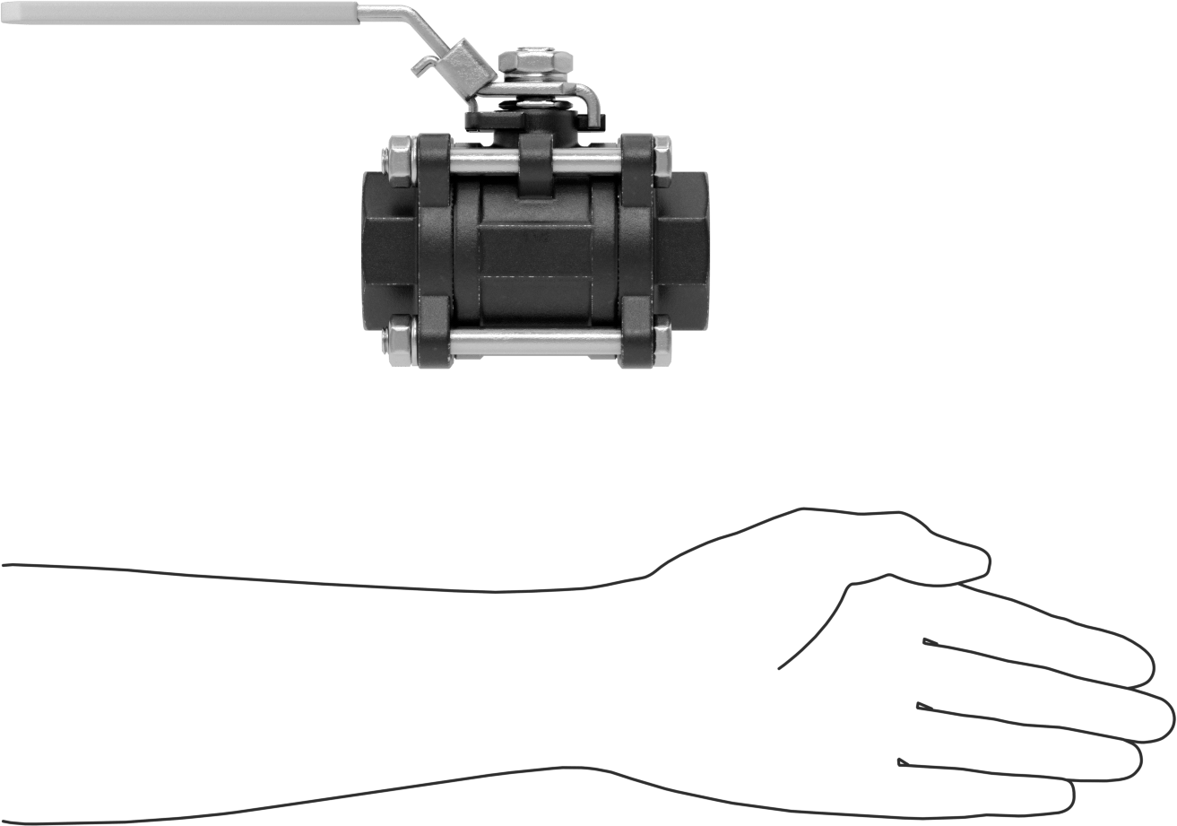 Bakımı Kolay Çelik Gövdeli Açma/Kapama Vanası, Kilitlenebilir Kol Saplı, PTFE Conta, 1-1/2 NPT Dişi