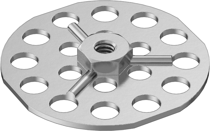 Yapıştırıcıya Hazır Somun, 316 Paslanmaz Çelik, 8-32 Diş, 1-1/2" Taban Çapı, 11/32" Somun Genişliği