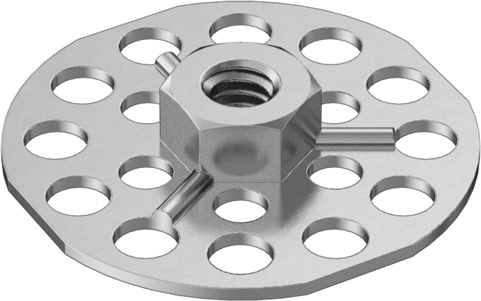 Yapıştırıcıya Hazır Somun, 316 Paslanmaz Çelik, 1/4"-20 Diş, 1-1/2" Taban Çapı, 7/16" Somun Genişliği