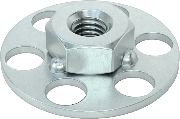 Yapıştırıcıya Hazır Somun, Çinko Kaplı Çelik, M5 x 0,8 mm Diş, 23 mm Çapında Taban