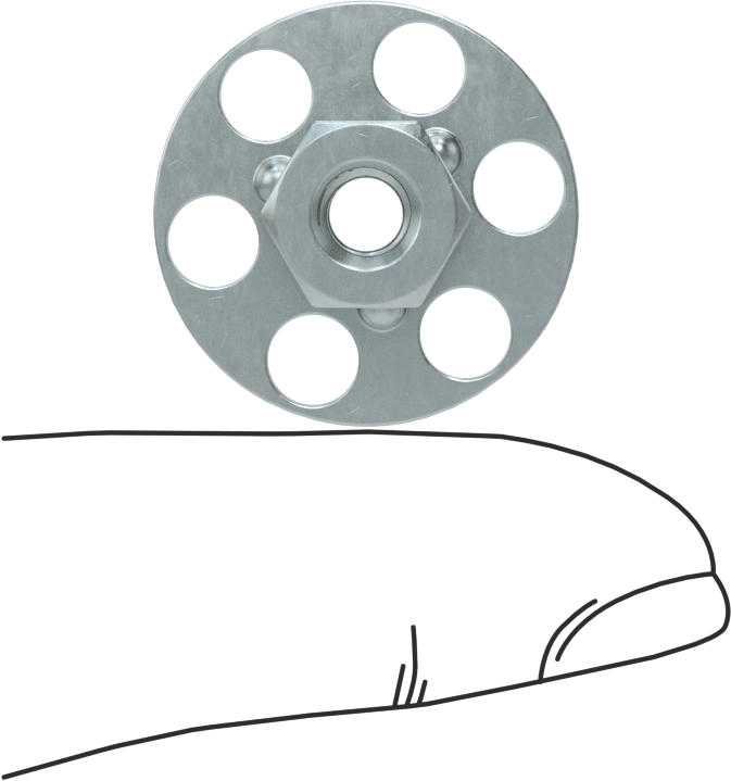 Yapıştırıcıya Hazır Somun, Çinko Kaplı Çelik, M5 x 0,8 mm Diş, 23 mm Çapında Taban