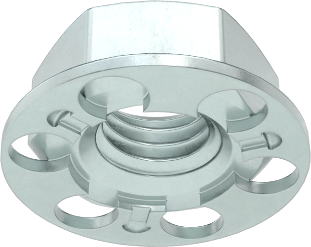 Yapıştırıcıya Hazır Somun, Çinko Kaplı Çelik, M10 x 1,5 mm Diş, 23 mm Çapında Taban