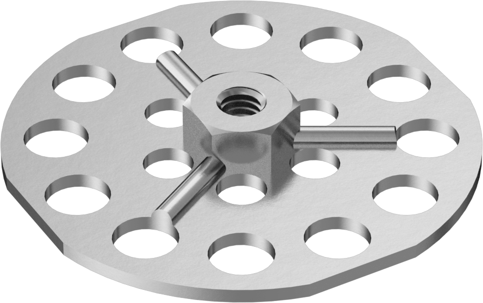 Yapıştırıcıya Hazır Somun, Çinko Kaplı Çelik, M4 x 0,7 mm Diş, 38 mm Çaplı Taban
