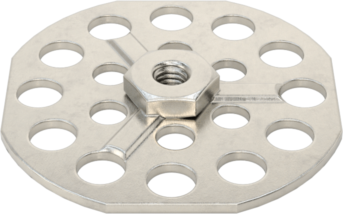 Yapıştırıcıya Hazır Somun, 316 Paslanmaz Çelik, M4 x 0,7 mm Diş, 38 mm Taban Çapı, 9 mm Somun Genişliği
