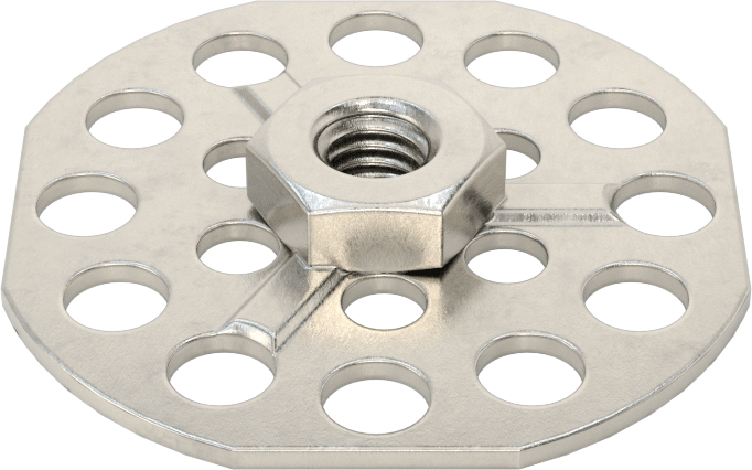 Yapıştırıcıya Hazır Somun, 316 Paslanmaz Çelik, M6 x 1 mm Diş, 38 mm Taban Çapı, 11,05 mm Somun Genişliği
