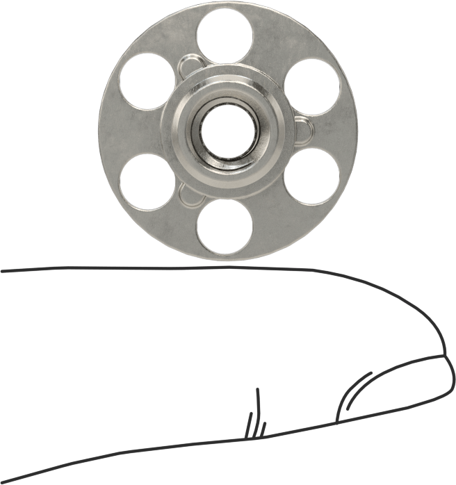 Yapıştırıcıya Hazır Somun, 316 Paslanmaz Çelik, 1/4"-20 Diş, 29/32" Taban Çapı, 1/8" Somun Genişliği