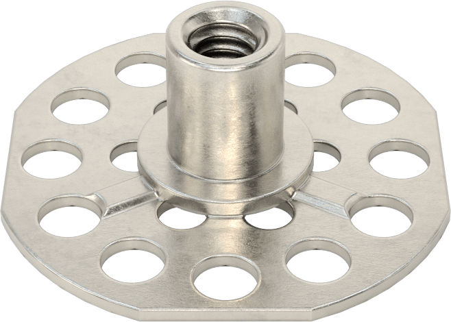 Yapıştırıcıya Hazır Somun, 316 Paslanmaz Çelik, 1/4"-20 Diş, 1-1/2" Taban Çapı, 1/8" Somun Genişliği